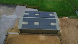 Completed commercial solar PV array on agricultural building