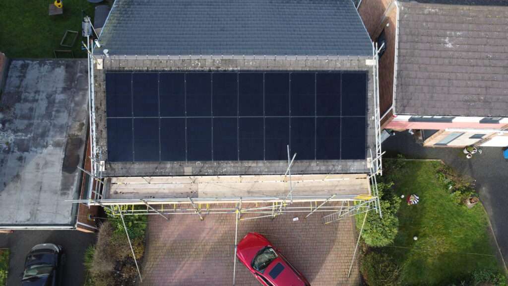 20 solar panels installed on a residential roof